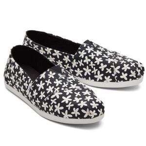TOMS Women’s Alpargata Black Sun Daisies Shoes - Size 8